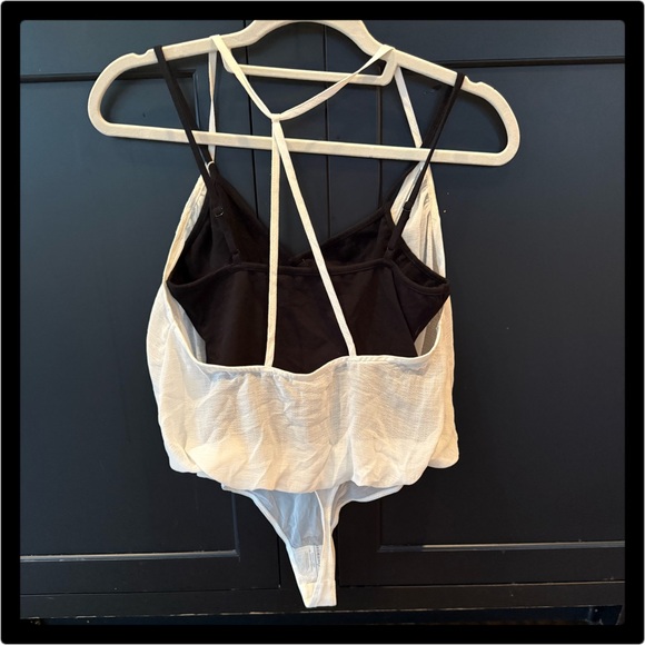 ❤️NWOT Free People Two Layer Strapless Black w/ White overlay Bodysuit Small❤️ - Picture 9 of 9